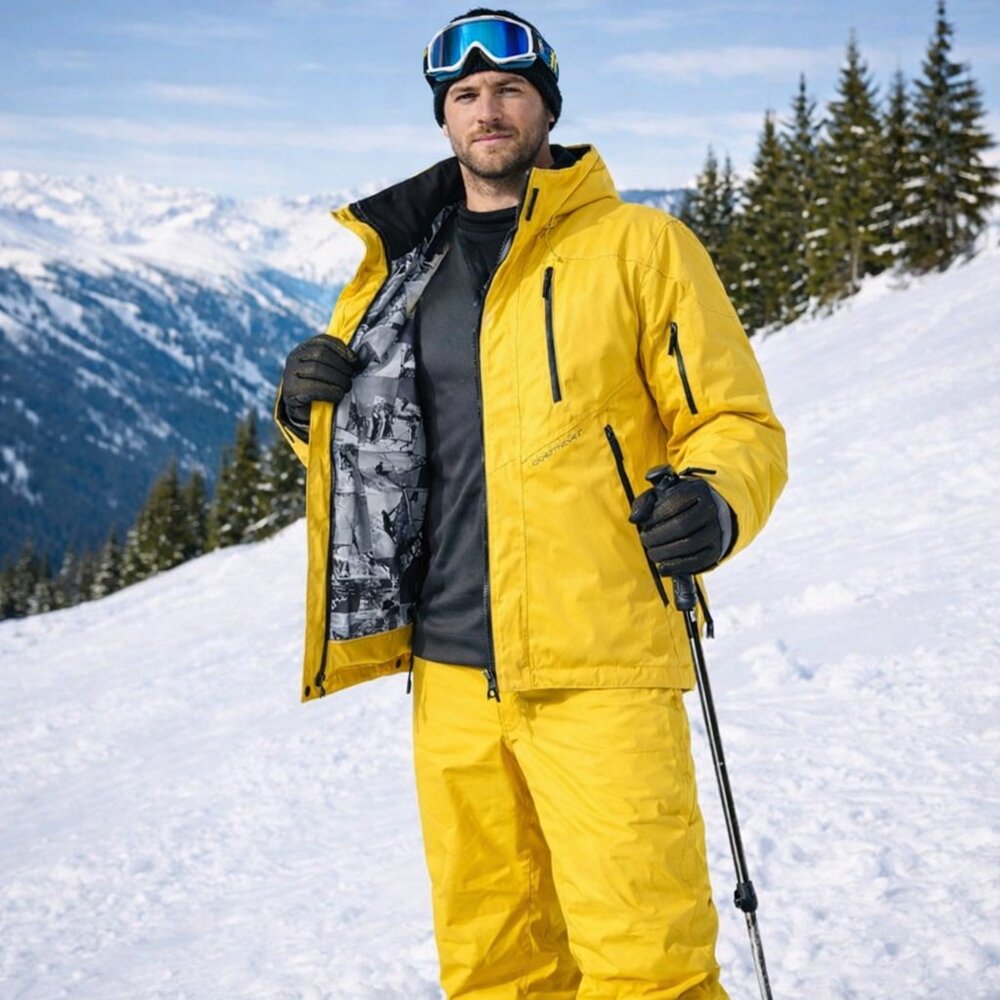 Vintage Obermeyer Yellow Ski Snowboard Jacket Graphic Lining Y2K Men’s 2X‎